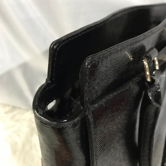 Vintage Kate Spade Black Patent Leather Long Tall Tote Shopper Bag Rare - Picture 10 of 16
